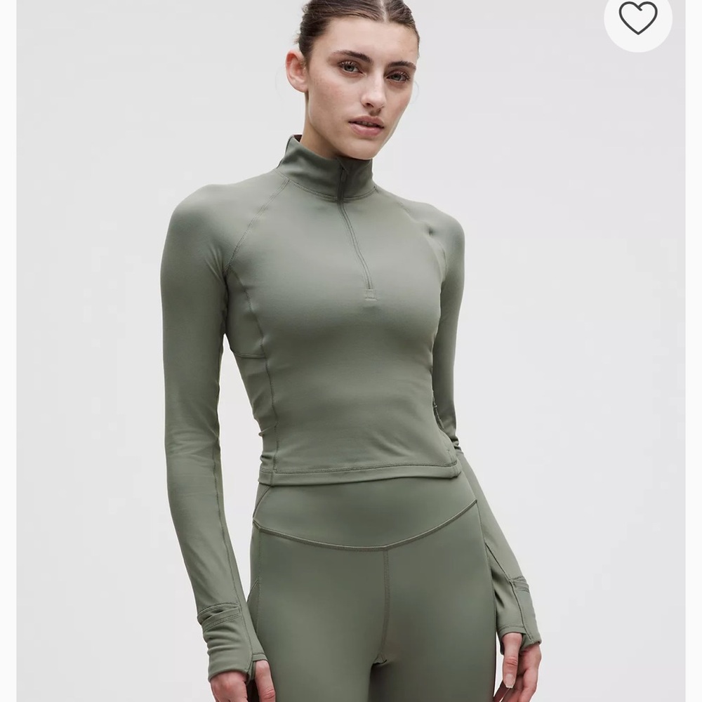 lululemon athletica Olive Green Long-Sleeve Quarter-Zip Top
